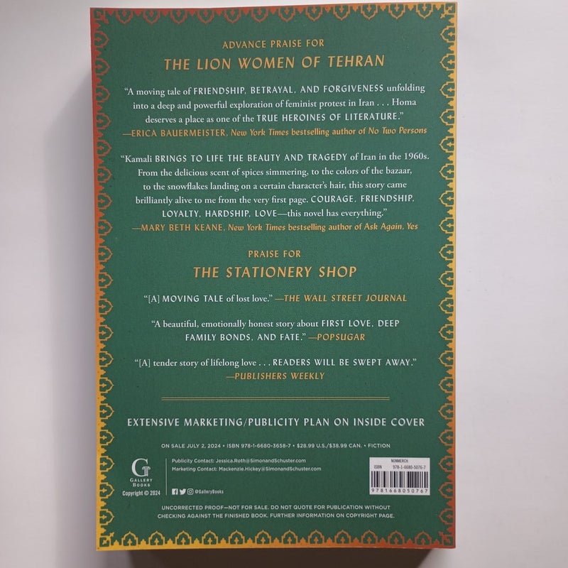 The Lion Women Of Tehran - ARC - 7/24