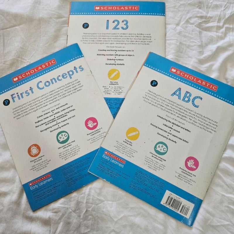 Scholastic 123, ABC, First Concepts, Alphabet, Counting, and Spelling