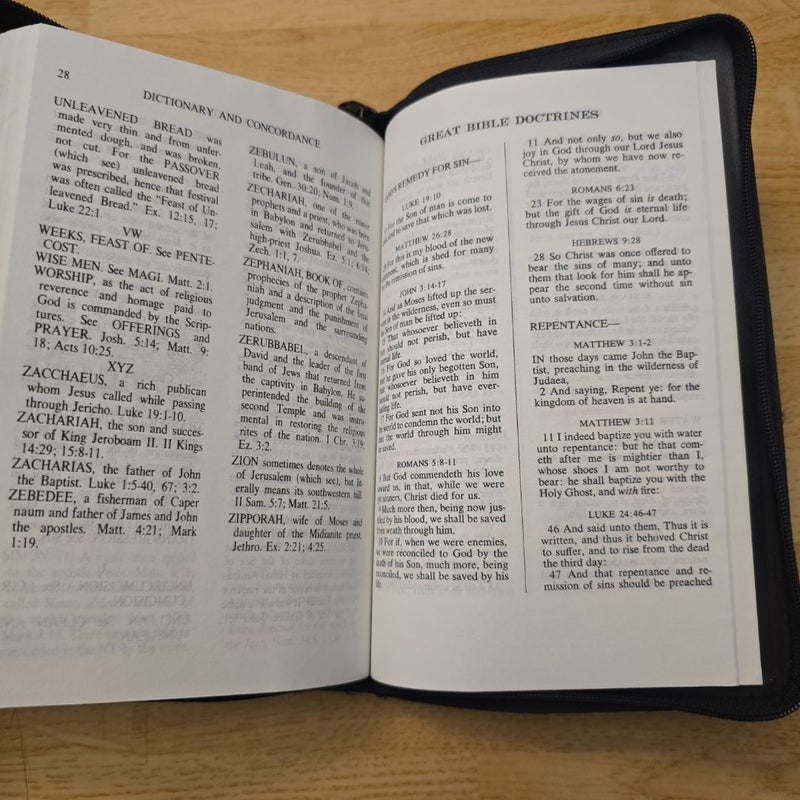 Holy Bible NKJV Self-Pronoucing Red Letter Zipper Edition with Dictionary and Concordance