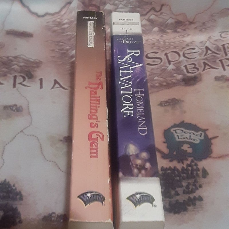 3 Forgotten Realms  Drizzt Do'Urden books by R.A. Salvatore: The Halfling's Gem , Homeland