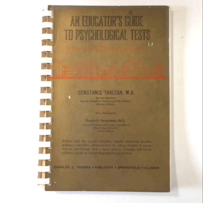 An Educator's Guide to Psychological Tests