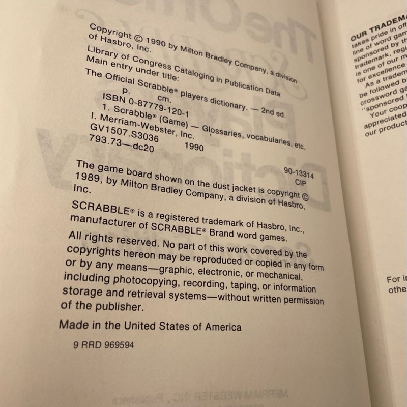 The Official Scrabble Players Dictionary second edition