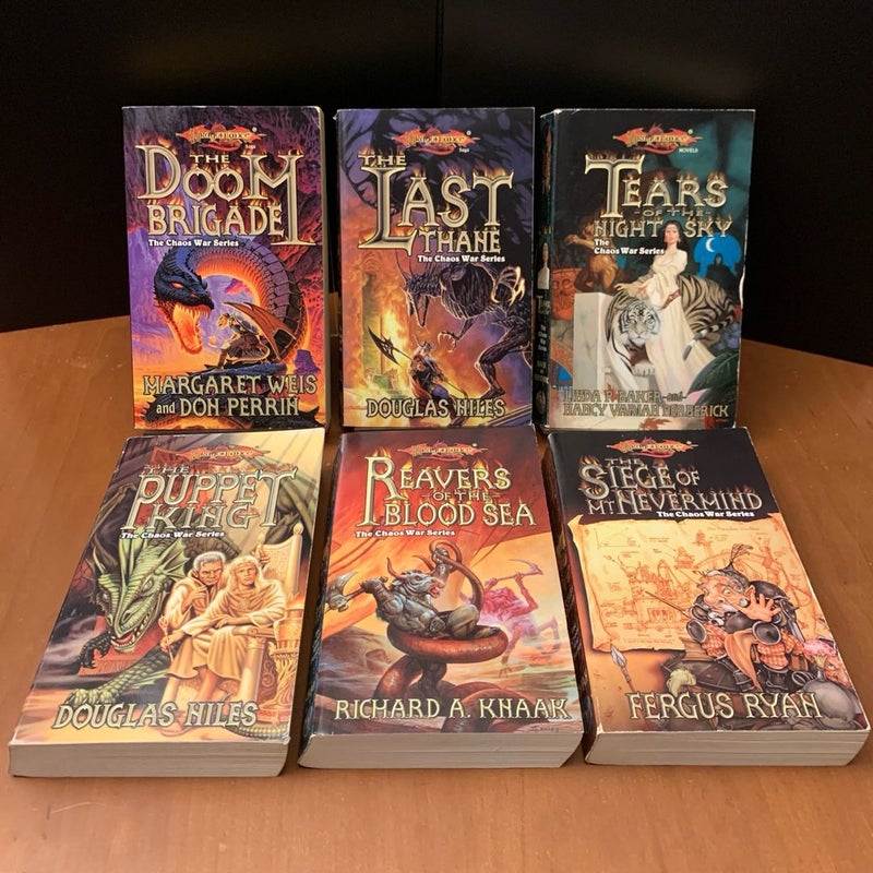 DragonLance: Complete Chaos War Series 1-6 Set: The Doom Brigade, The Last Thane, Tears of the Night Sky, The Puppet King, Reavers of the Blood Sea, The Siege of Mt Nevermind, All First Edition First Printing
