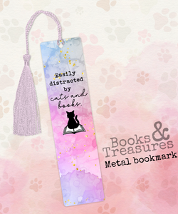 Cats & Books Metal Bookmark Handmade
