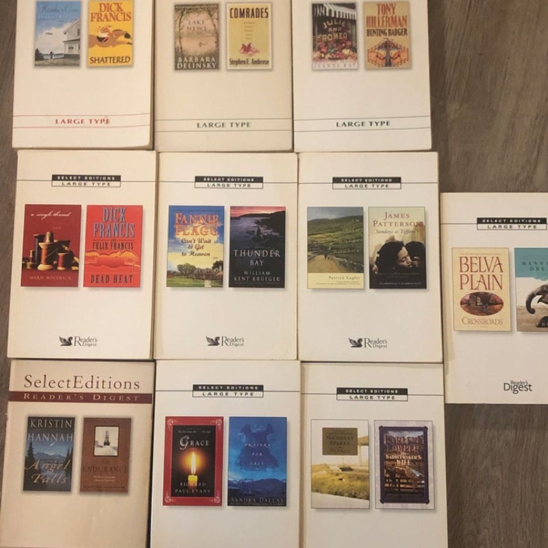 Readers Digest Large Print Double Books Bundle of 10 (20 Novels Total) Paperback