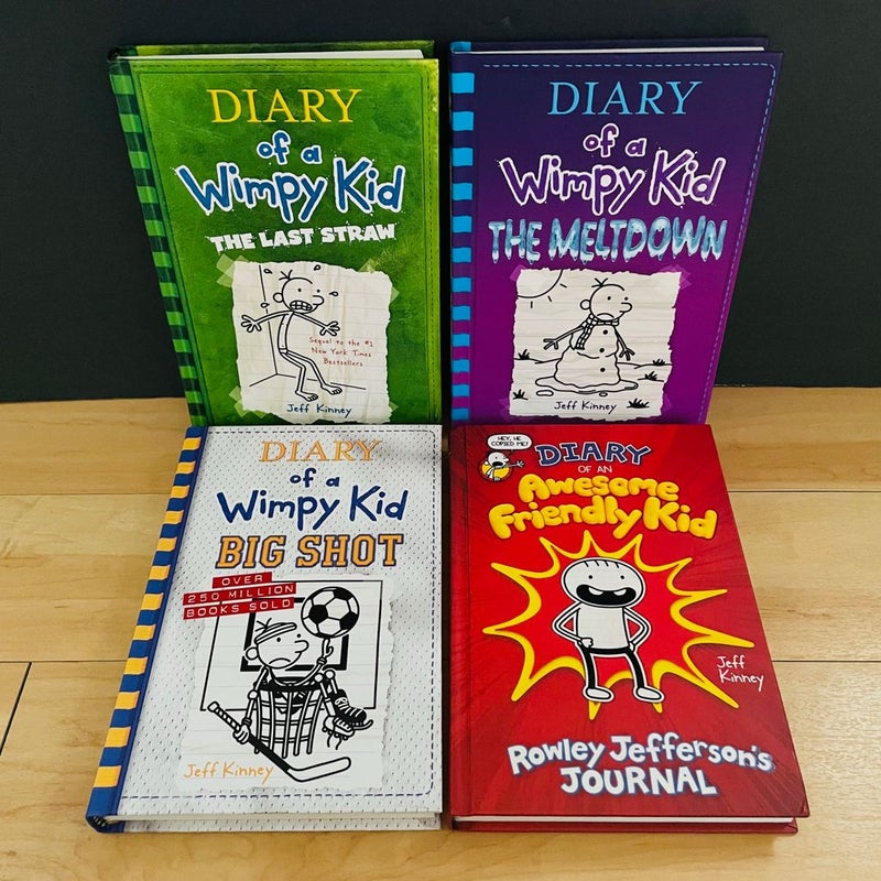 Diary of a Wimpy Kid Bundle-Lot of 4; The Last Straw (3), The Meltdown (13), Big Shot (16), Awesome Friendly Kid 