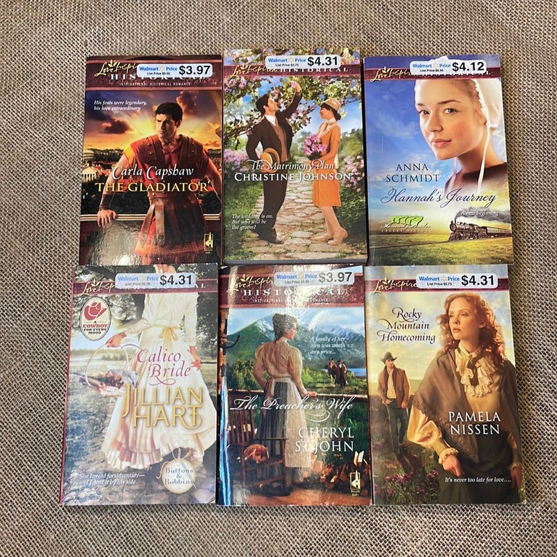 Lot of 6 Love Inspired Historical Romance Books