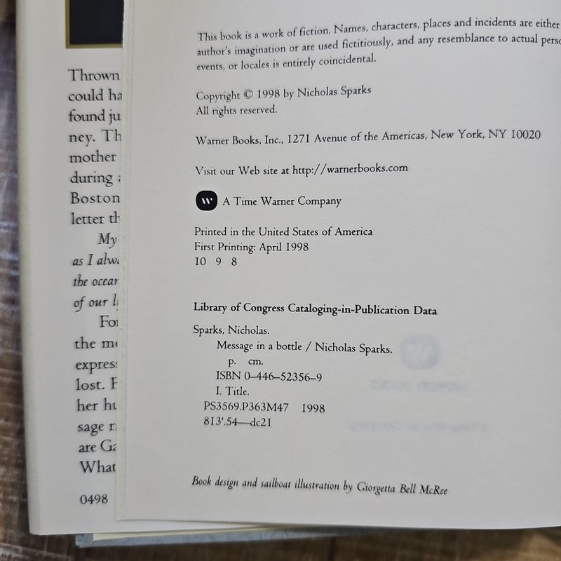 Message in a Bottle, first printing 1998
