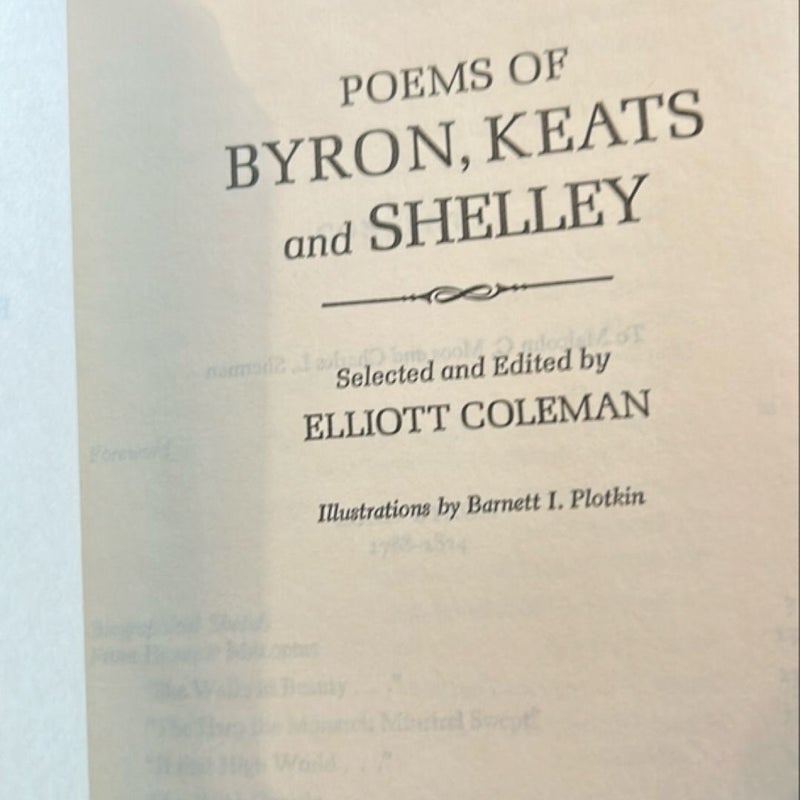 Selected Poems of Bryon, Keats & Shelley Edited by Elliot Coleman (The Programmed Classics) 1967