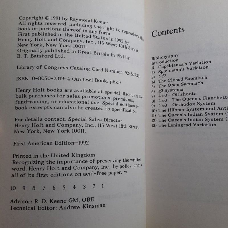 Winning with the Nimzo Indian by Raymond Keene