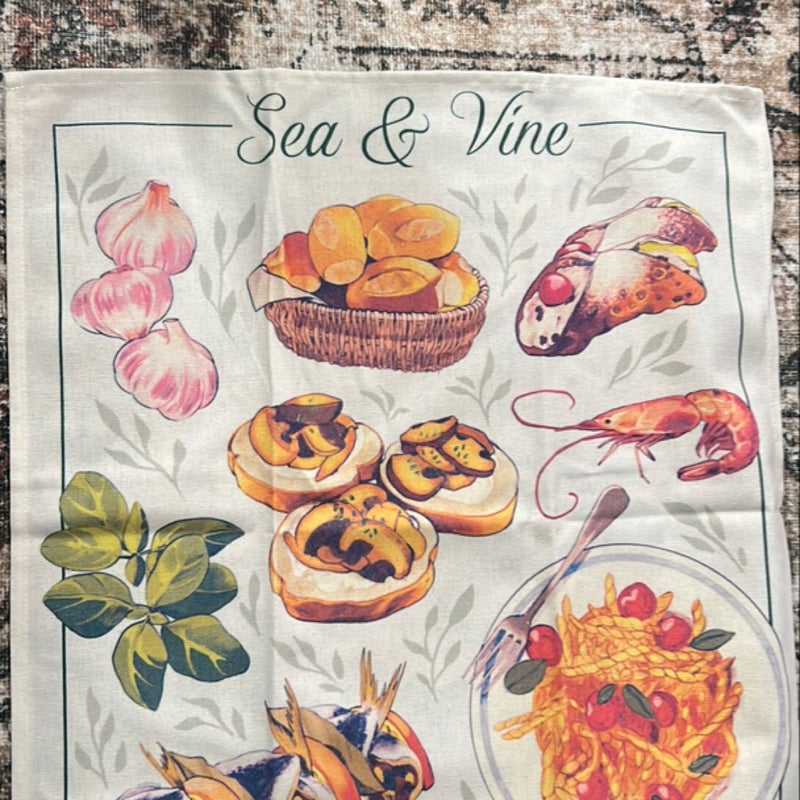 Sea & vine tea towel