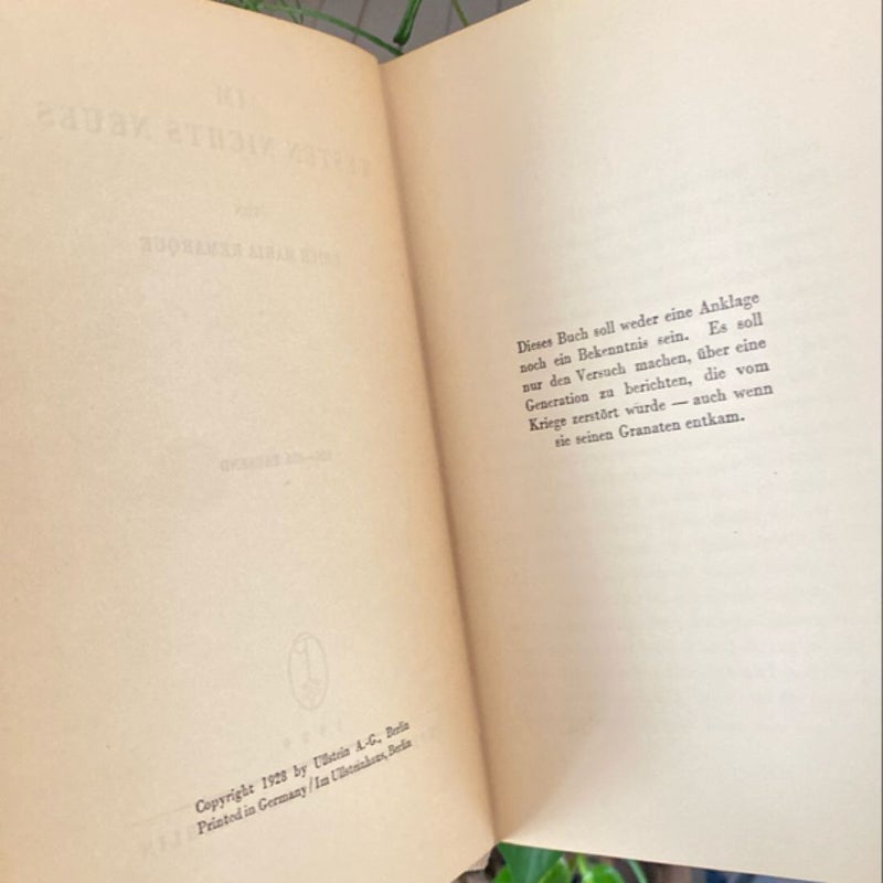 Vintage 1929 Im Westen Nichts Neues All Quiet on the Western Front