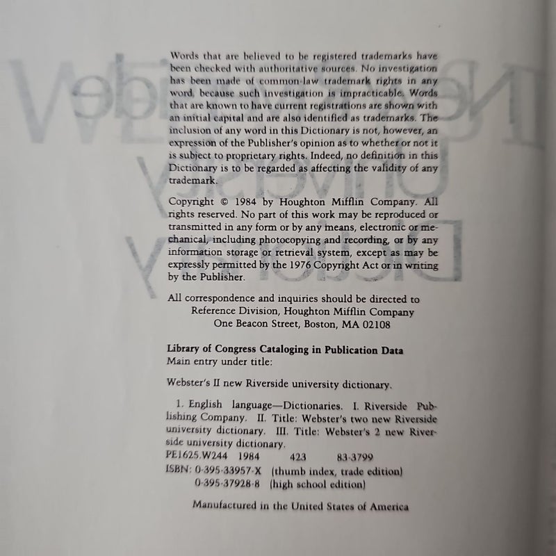 Webster's New Riverside University Dictionary by Noah Webster