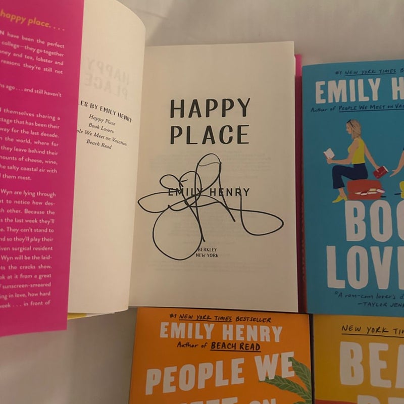 Emily Henry signed set beach read happy place book lovers people we meet on vacation 