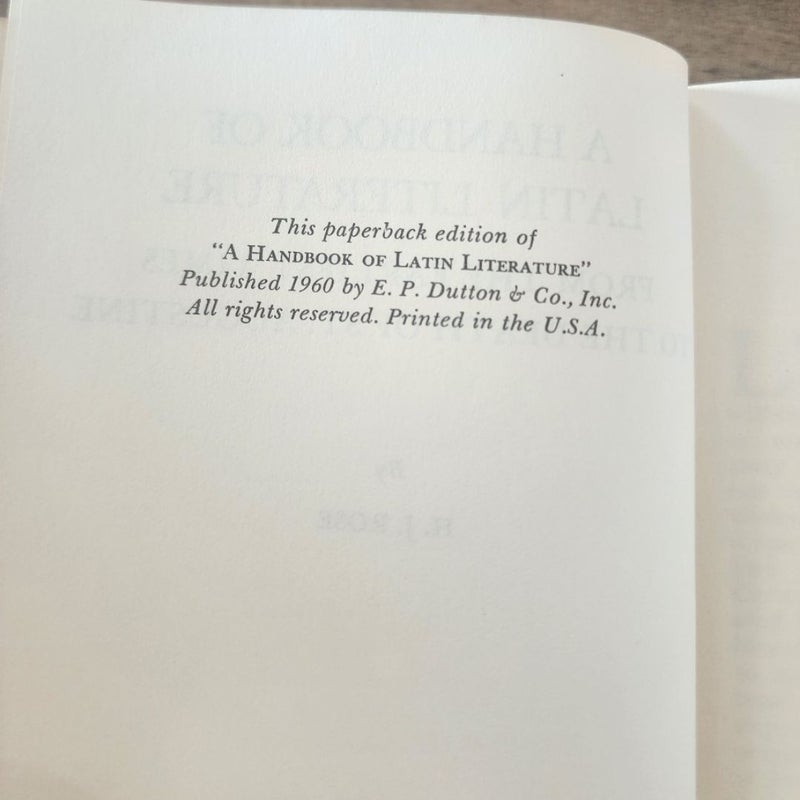 Lot of 2 H.J Rose Books A Handbook of Greek & A Handbook of Latin Literature