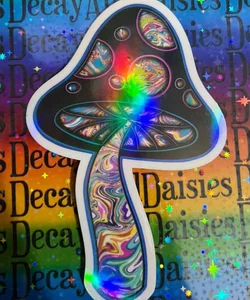 Trippy Tye Dye Iridescent Mushroom Sticker