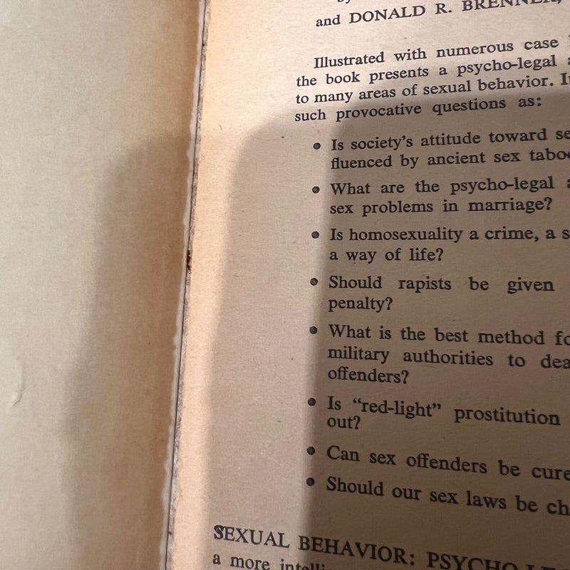 Sexual Behavior Psycho Legal Aspects Frank Caption, MD Donald Brenner LLB 1961