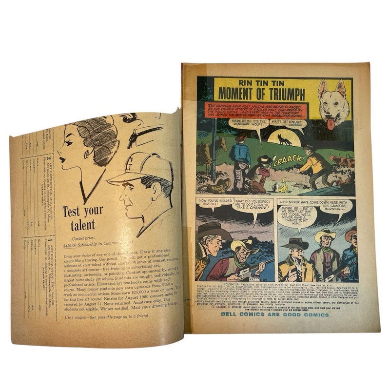 Vintage 1960s Comic Lot of 6: Lassie & Rin Tin Tin Coverless/Remaindered Set