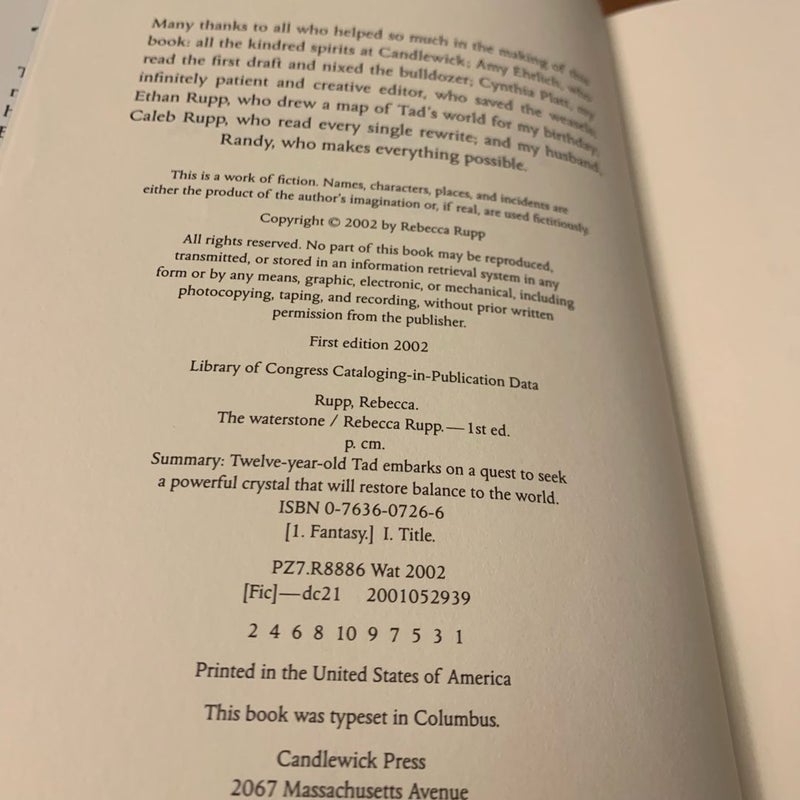 The Waterstone, First Edition First Printing