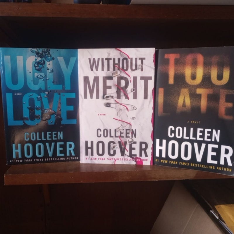 Colleen Hoover book bundle - Ugly Love, Without Merit, Too Late, Never Never, and Confess