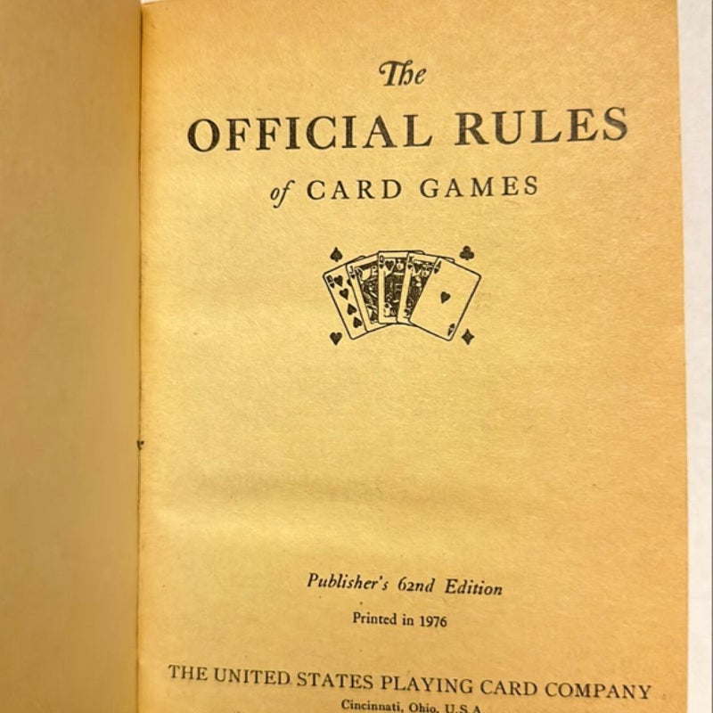 Official Rules Of Cards Games 62nd Edition 1976