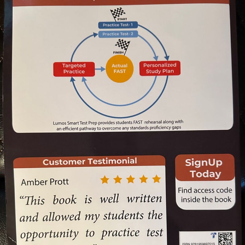 Florida Assessment of Student Thinking (FAST) Test Prep: Grade 7 English Language Arts Literacy (ELA) Practice Workbook and Full-Length Online Assessments