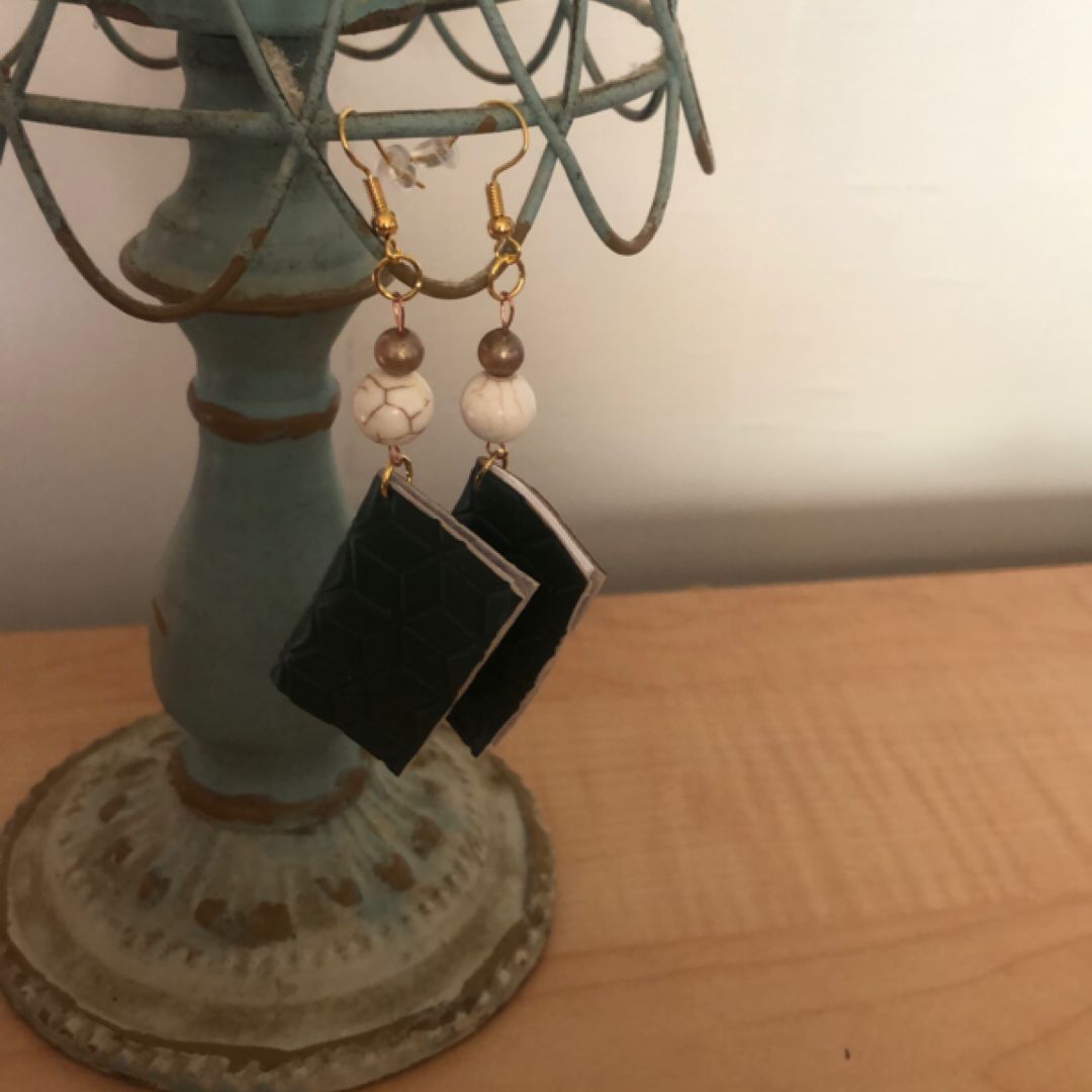 Handmade bookish earrings