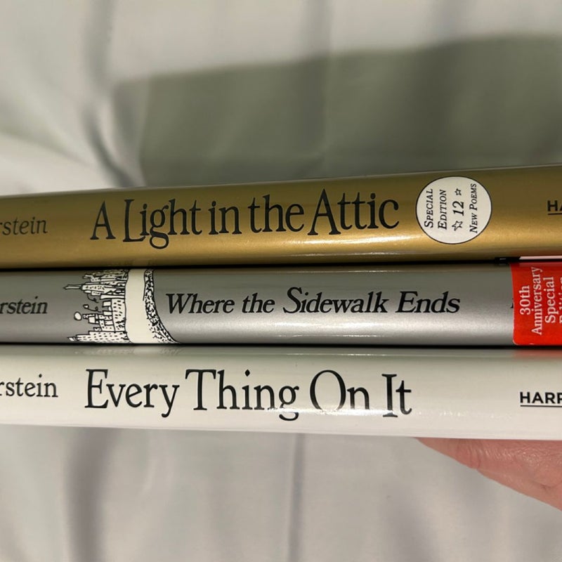 LOT OF 3! Shel Silverstein Light in the Attic/ Where the sidewalk ends 