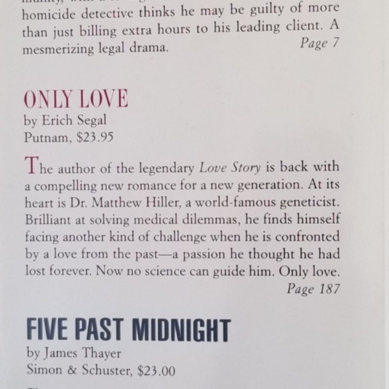 Reader's Digest, Five Past Midnight, Only Love, Three Wishes, Guilt  