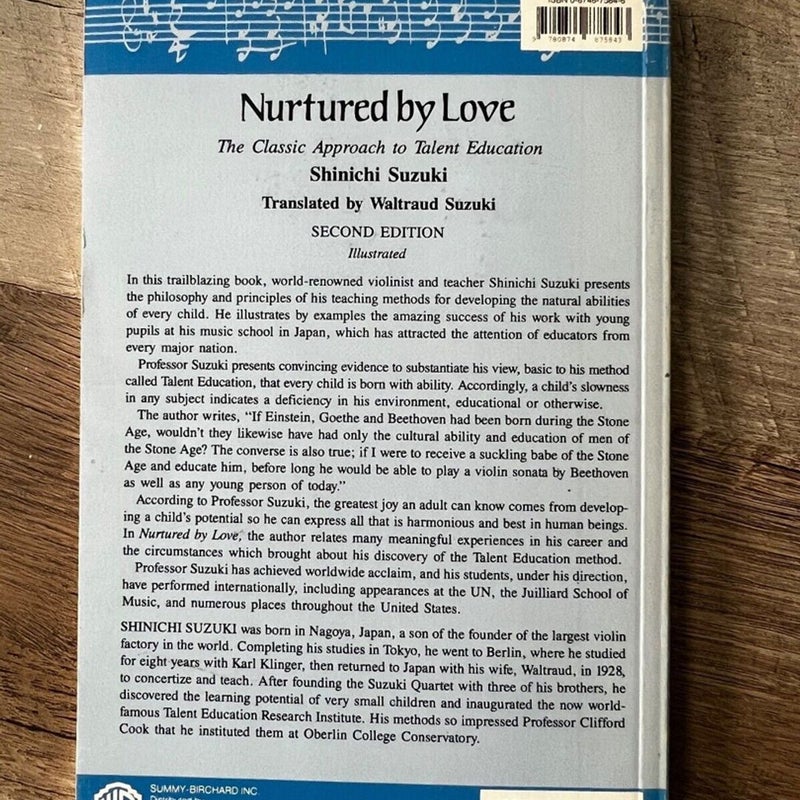 Nurtured by Love The Classic Approach to Talent Education Paperback Book 1983