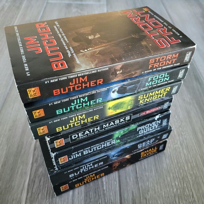 JIM BUTCHER LOT OF 7 THE DRESDEN FILES #1,  2, 4, 5, 7, 8, 10 URBAN FANTASY PB