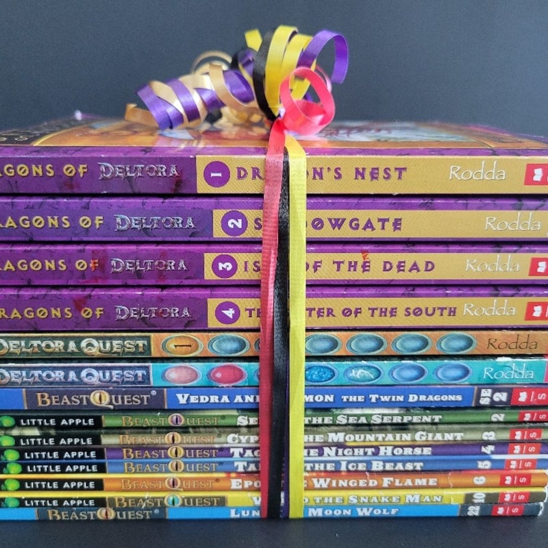 DRAGONS OF DELTORA AND BEAST QUEST LOT OF 14 BOOKS EMILY RODDA W/COMP. SET #1-4