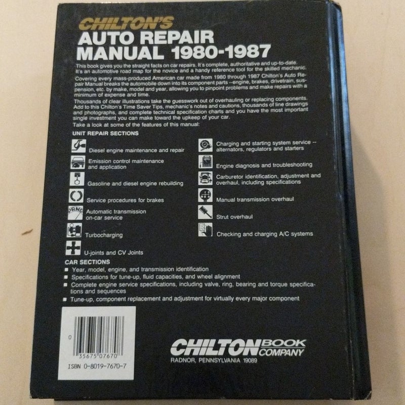 Chilton's Auto Repair Manual, 1980-1987