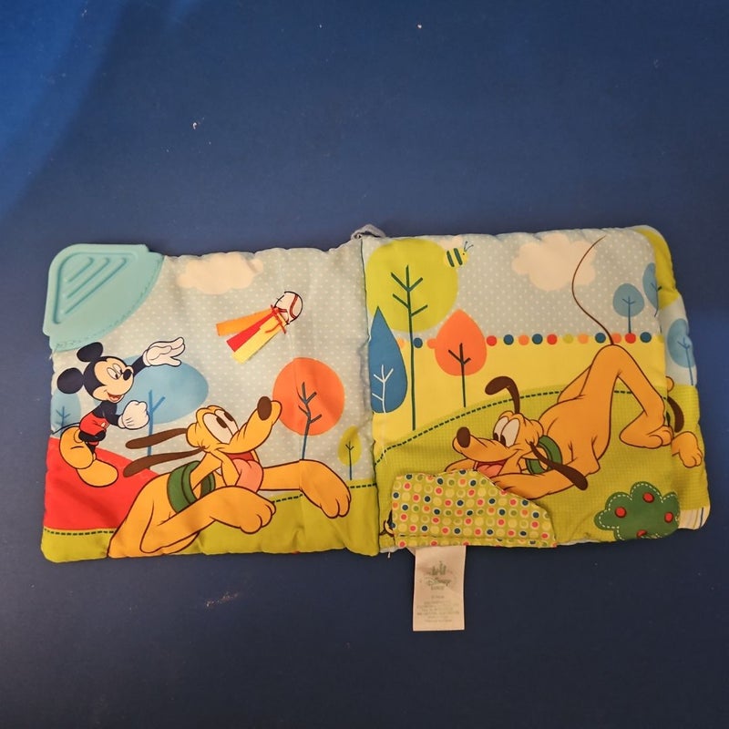 Disney Baby Mickey Mouse & Pluto Squeaking Softbook w/Teether