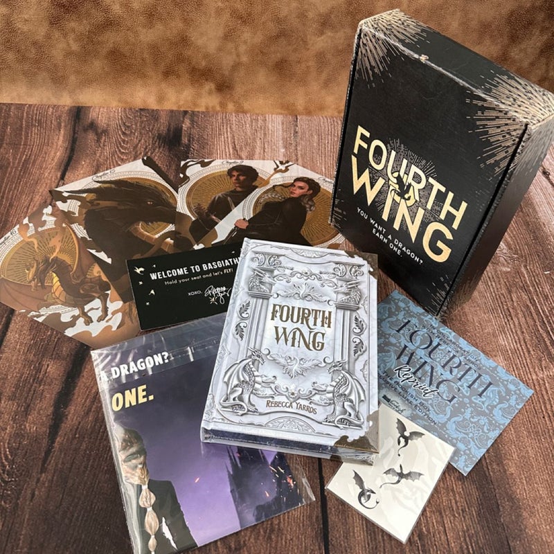 Bookish Box Fourth Wing reprint with Overlays with promo box