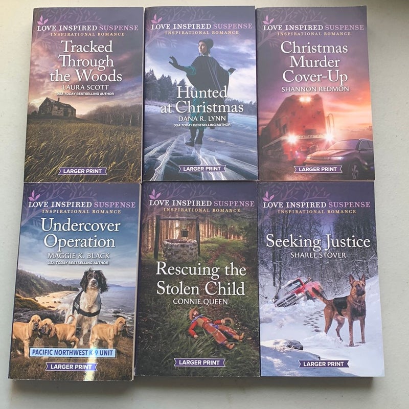 Harlequin Love Inspired Suspense, 6 books, larger print