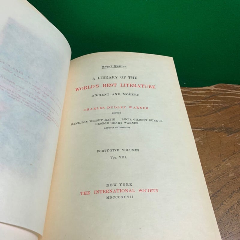 WORLD’S BEST LITERATURE Royal Edition #123 Of 1000 Antique 1896 Vol. VIII Book