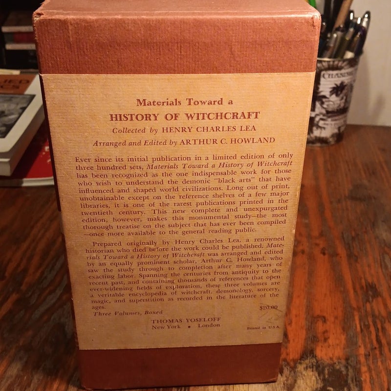 Materials Toward A History of Witchcraft 3 Volume set in slip box 1957