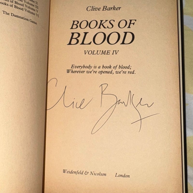 BOOKS OF BLOOD VOLUMES 1-6 SIGNED