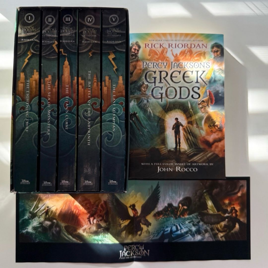 Percy Jackson Box Set w/ Percy Jackson’s Greek Gods by Rick Riordan Bundle