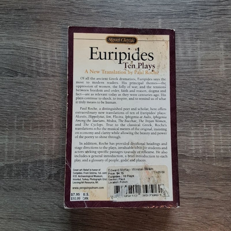 Euripides Ten Plays 1998 Signet Classics Paperback Paul Roche Translation 