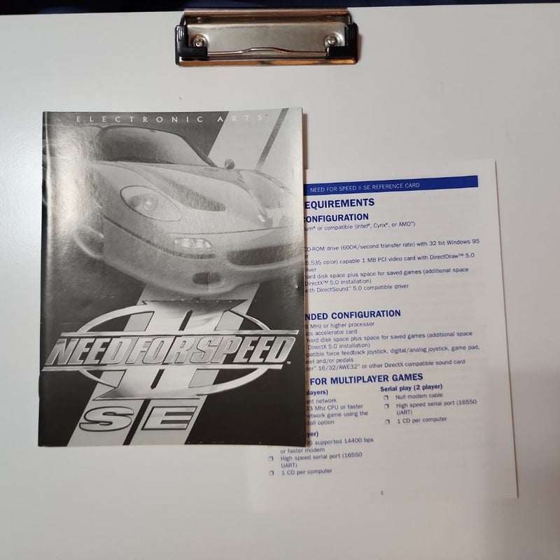 Need For Speed II SE Manual and Pamphlet