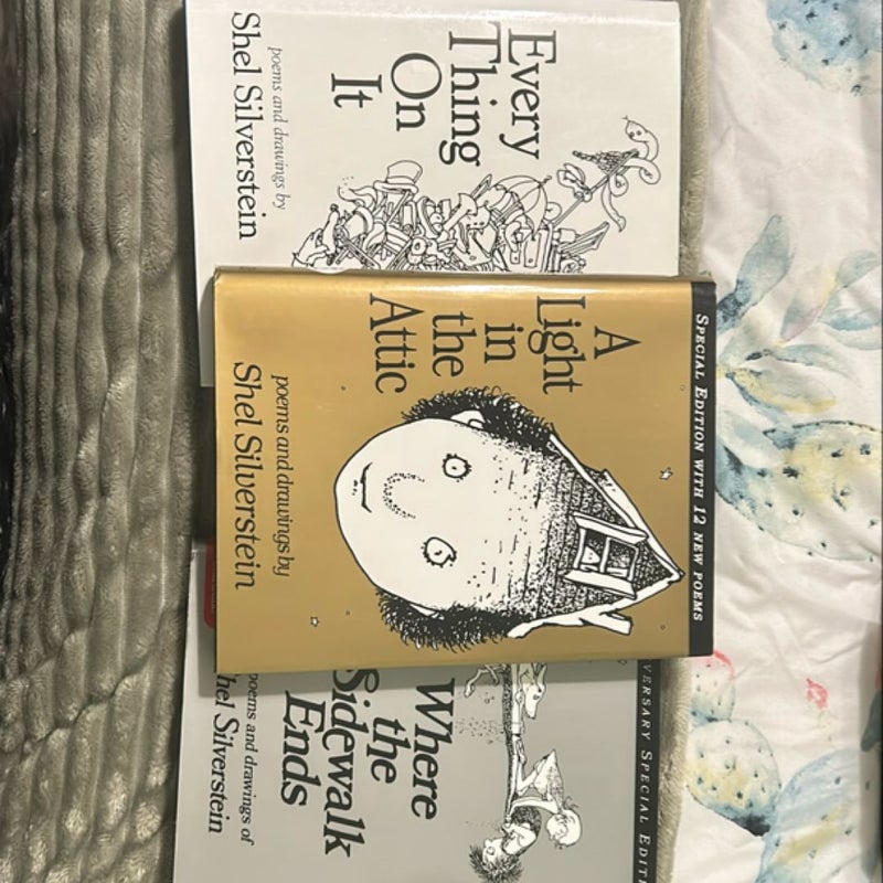 LOT OF 3! Shel Silverstein Light in the Attic/ Where the sidewalk ends 