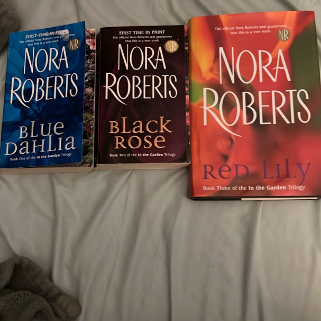 Blue Dahlia, black rose, red Lily