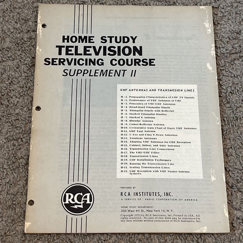 Home Television Servicing Course Supplement 11 By RCA Institute (1953)