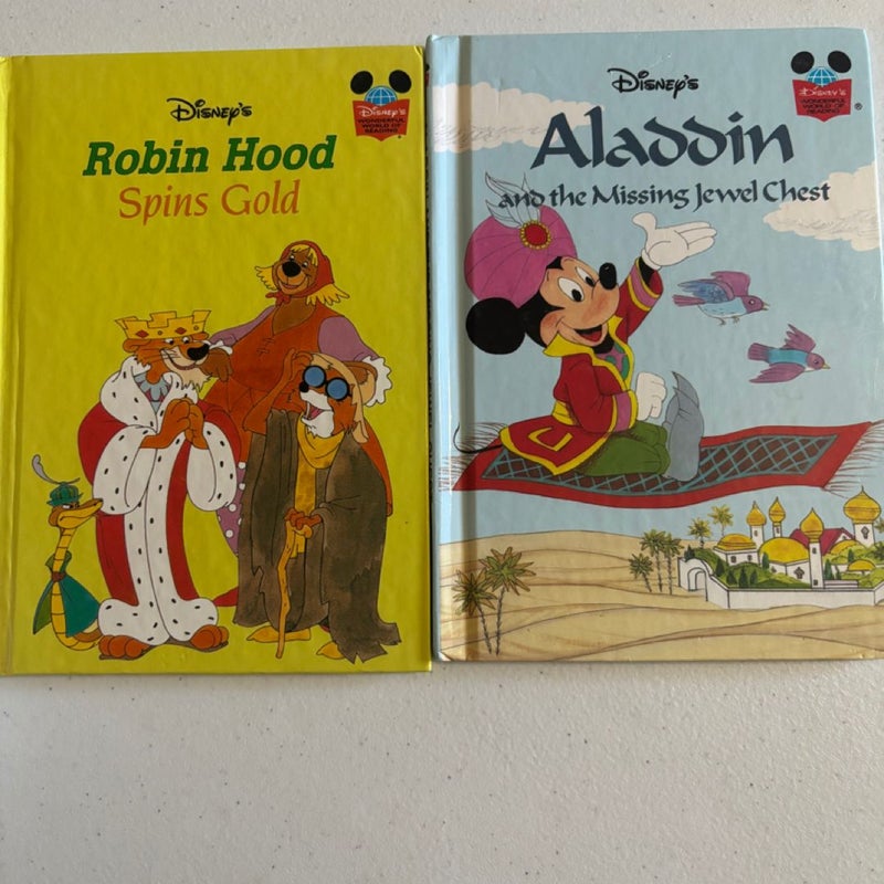 Disney bundle of 2 Aladdin and The Missing Jewel Chest and Robin Hood Spins Gold 