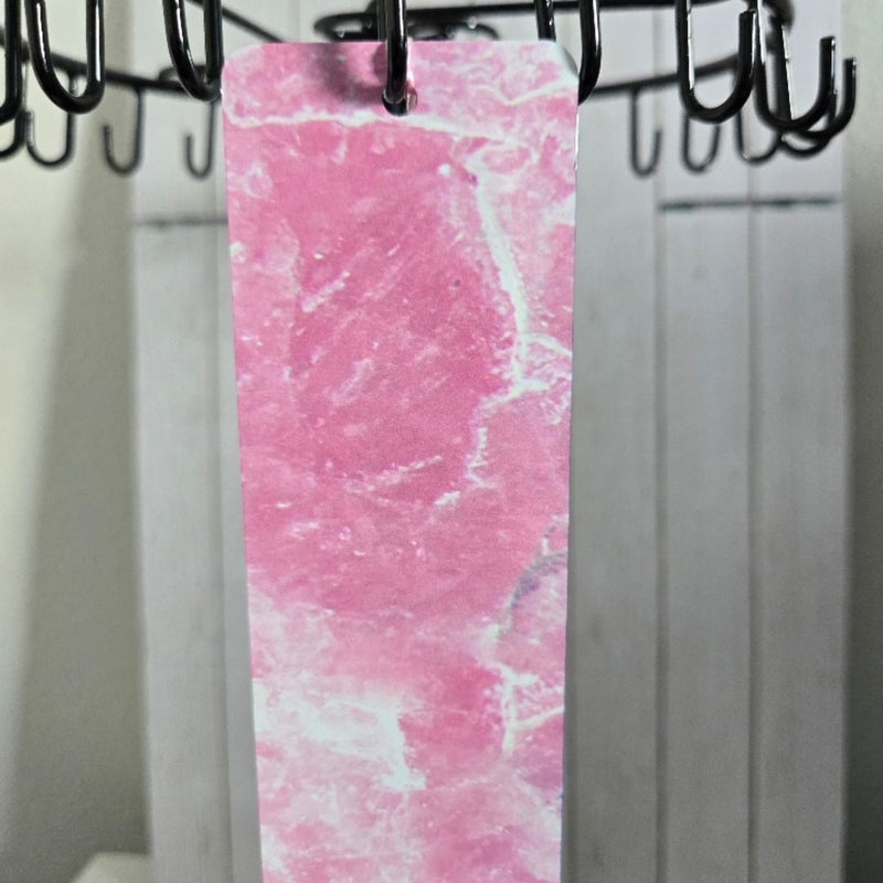 Pink Marble Metal Bookmark With Tassel