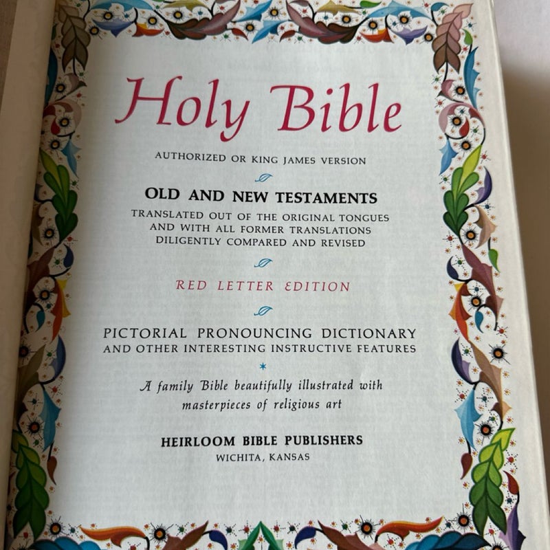 Vintage Holy Bible 1961 King James Vers. Old & New Testaments Red Letter Edition