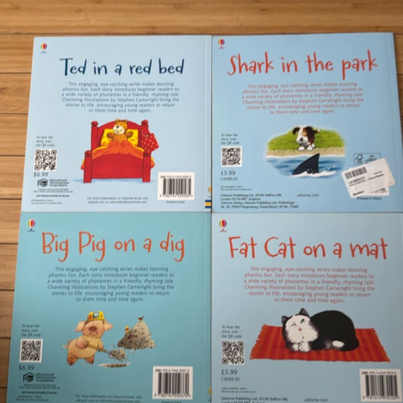 Bundle of 4: Fat Cat on a Mat, Ted in a Red Bed, Shark in the Park  Fat Cat on a Mat