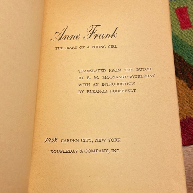 Anne Frank: The Diary of a Young Girl (1952, First American Edition)